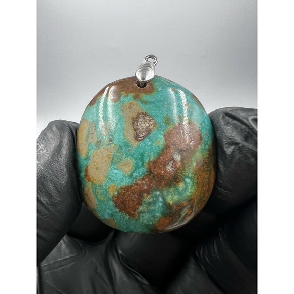 3 Natural Persian Turquoise Pendants Metal Stainless Steel Hook Bulk Lot - Picture 4 of 9